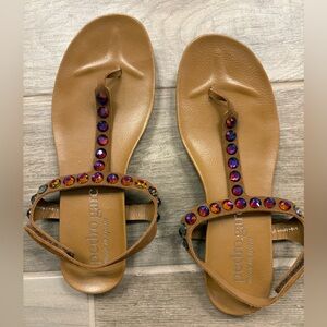 Pedro Garcia Crystal-embellished T-strap Thong Sandal